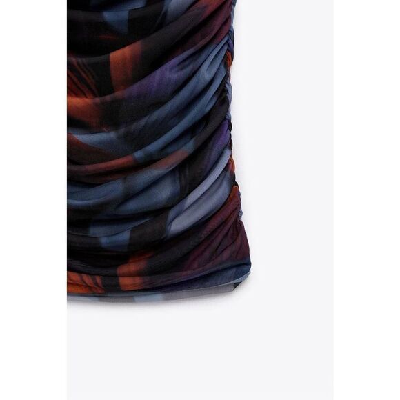 MATCHING SET PRINTED TULLE SKIRT ZARA RED AND BLUE AND WRAP TOP red - Picture 10 of 12